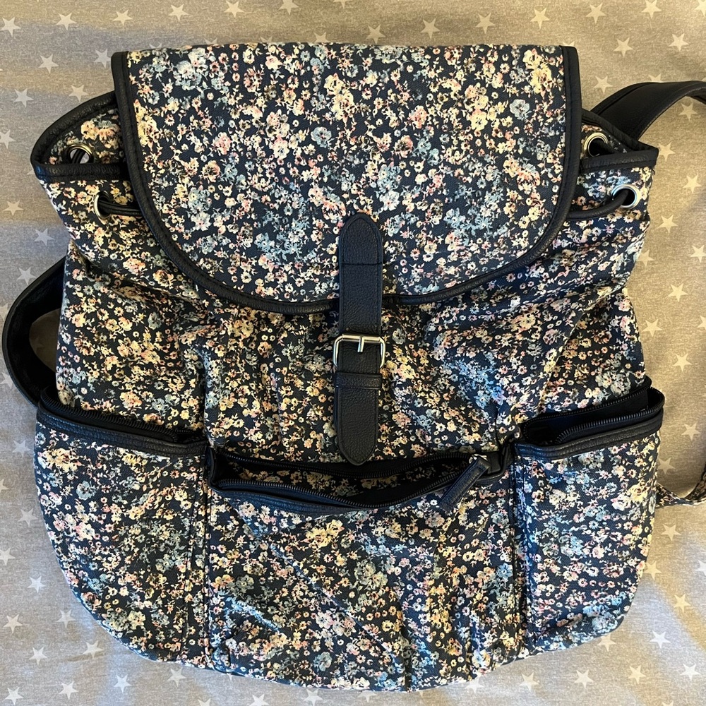 Blue floral backpack